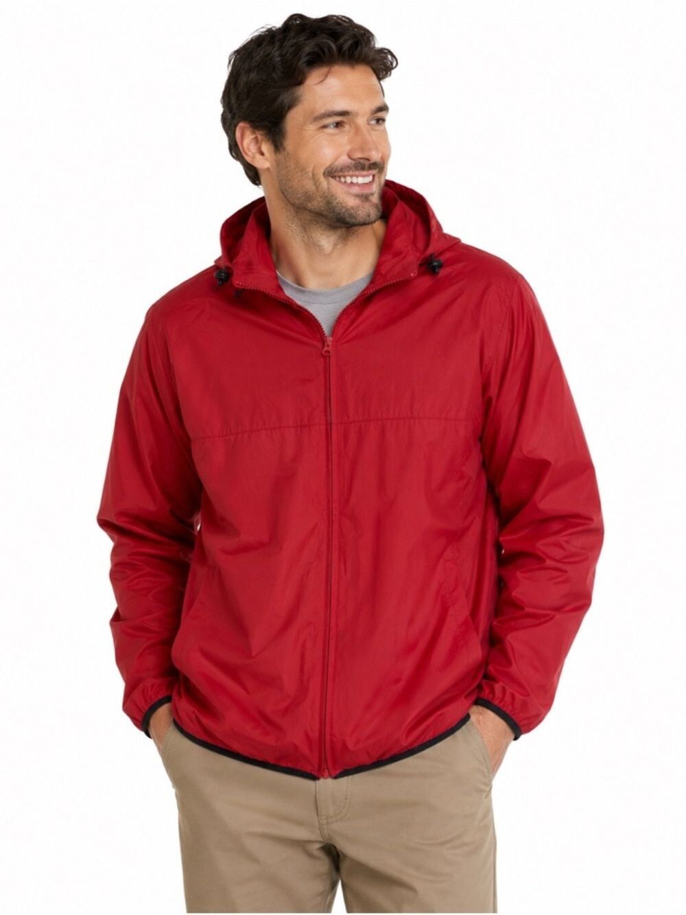 IZOD X. F. G. Men Medium Red Nylon Full Zip Long Sleeve Lightweight Jack…